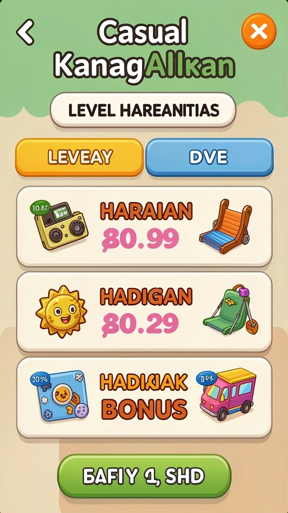 Menu karakter yang beragam dan interaktif.